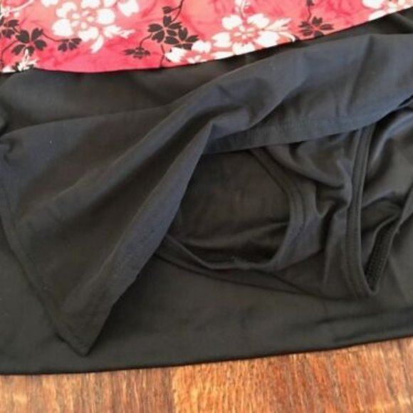 IT FIGURES * Modest RED & BLACK skirted 2-pc TANKINI Swimsuit * sz 10 * EUC - Picture 5 of 7